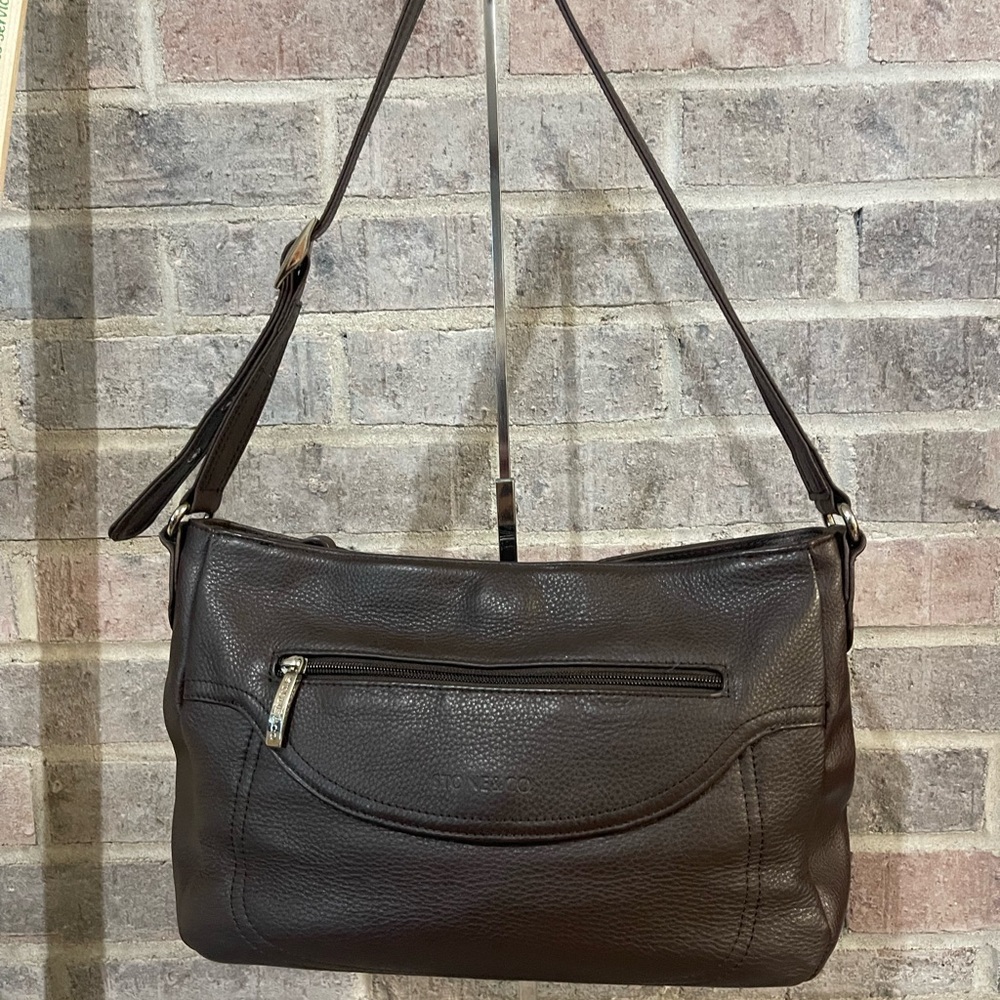 Stone & Co. Teal and Brown Leather Handbag